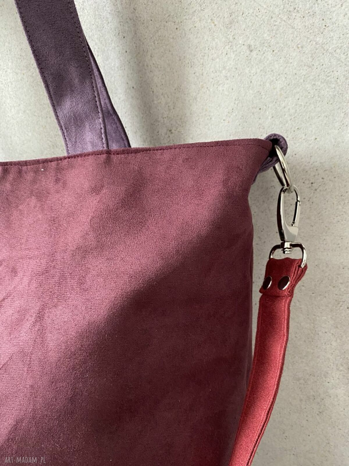 Pojemna torba hobo XXL na ramię - oberżyna, wrzos i bordo