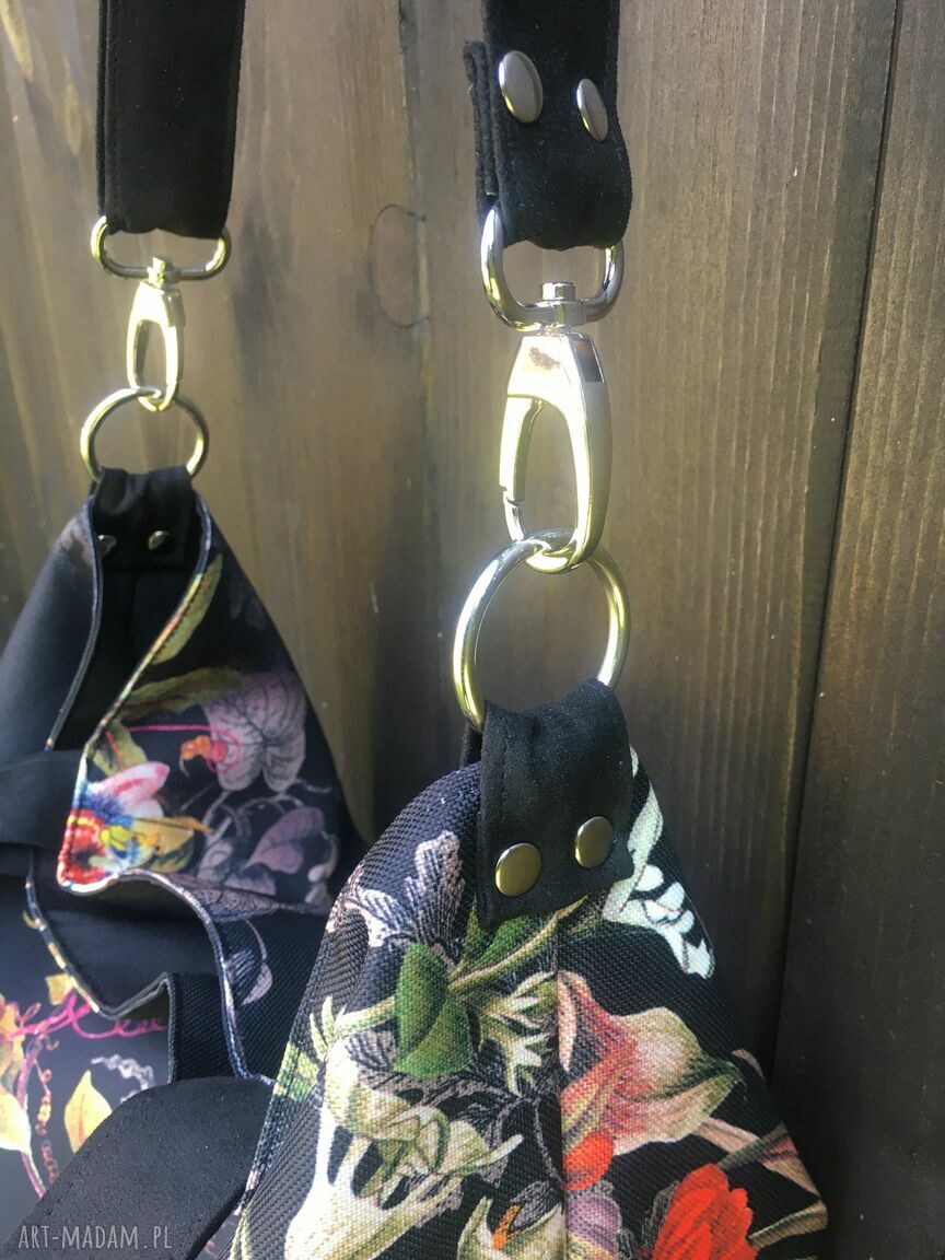 Torba hobo XXL na ramię „Mroczny ogród” - wegańska i wodoodporna