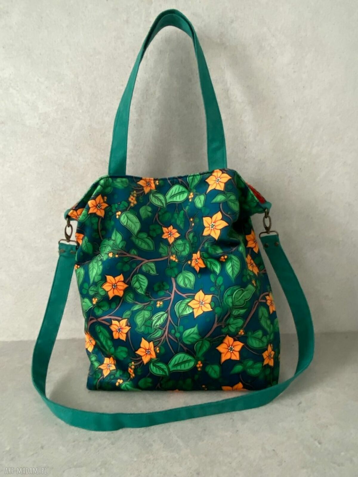 Torba hobo XXL na ramię - print botaniczny