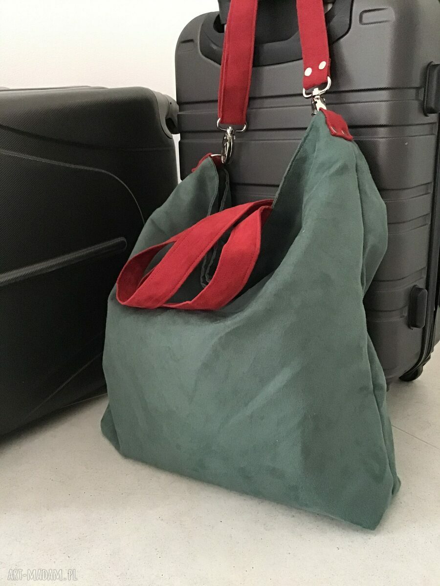 Torba hobo XXL zieleń-bordo - wegańska na ramię (A4+)
