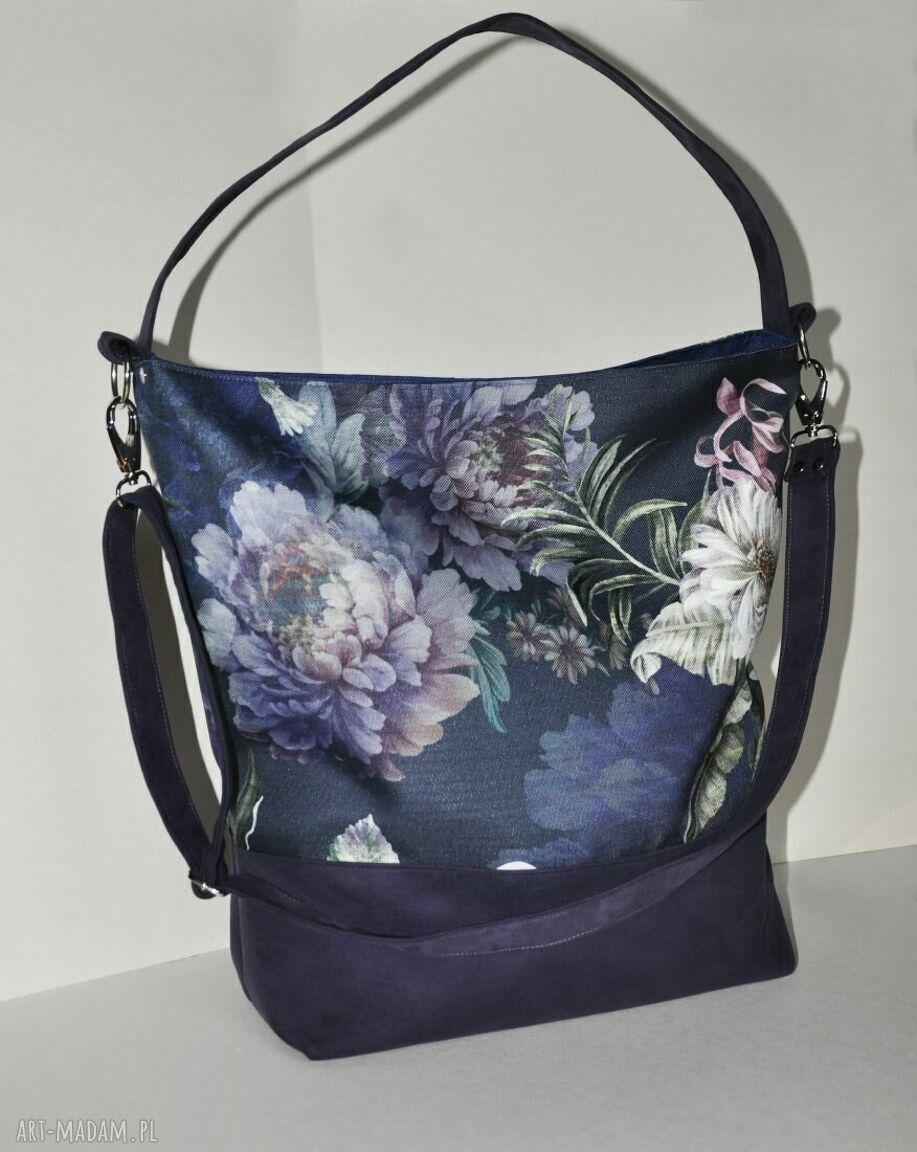 Torba hobo XXL - print kwiaty piwonie