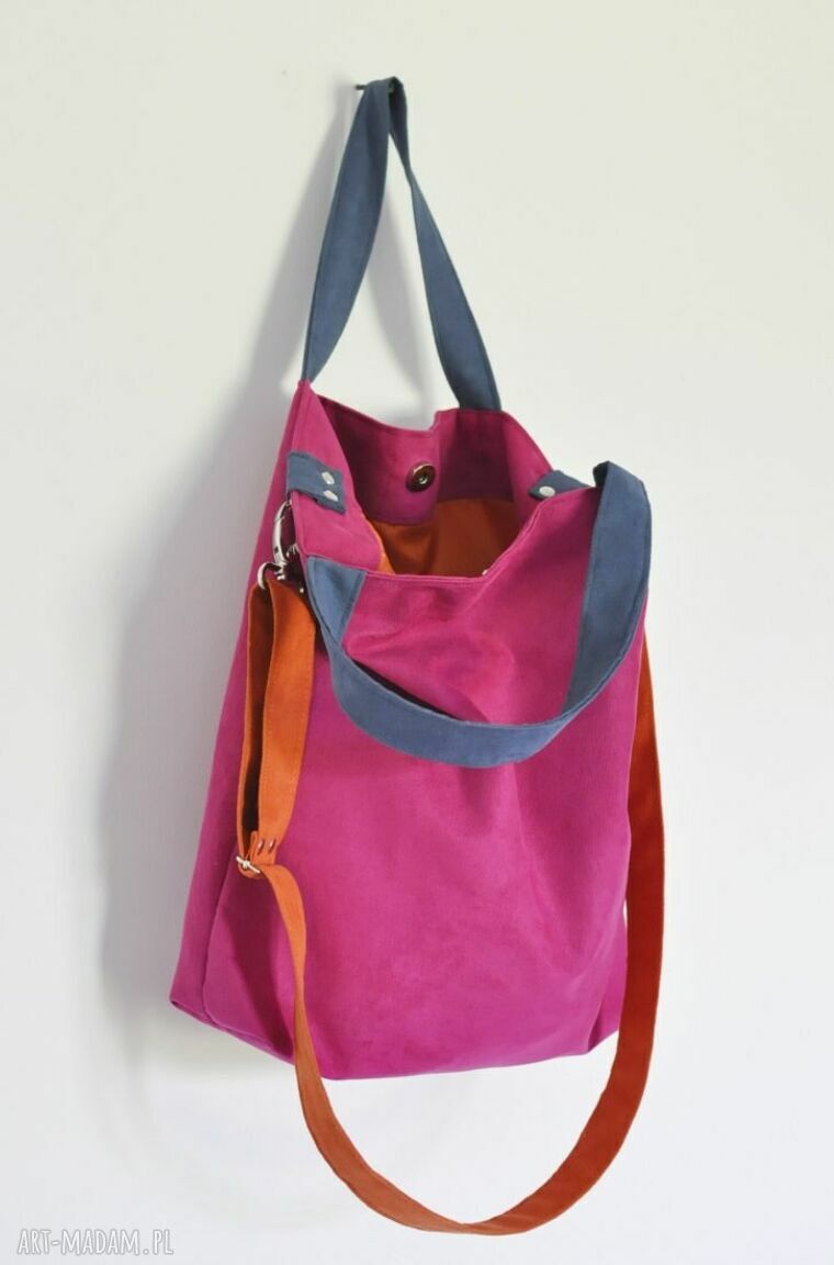 Torba hobo L na skos - fuksja, kobalt i pomarańcz