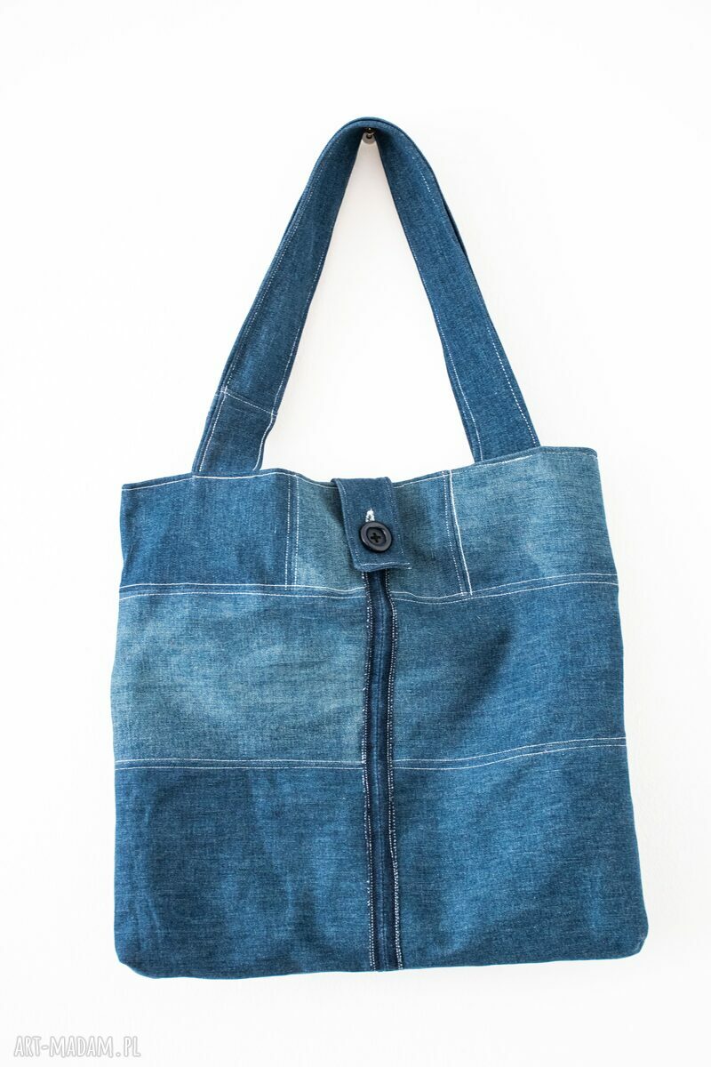 Torba i etui z brelokiem jeansowe love - wyjątkowy komplet na zakupy (upcycling)