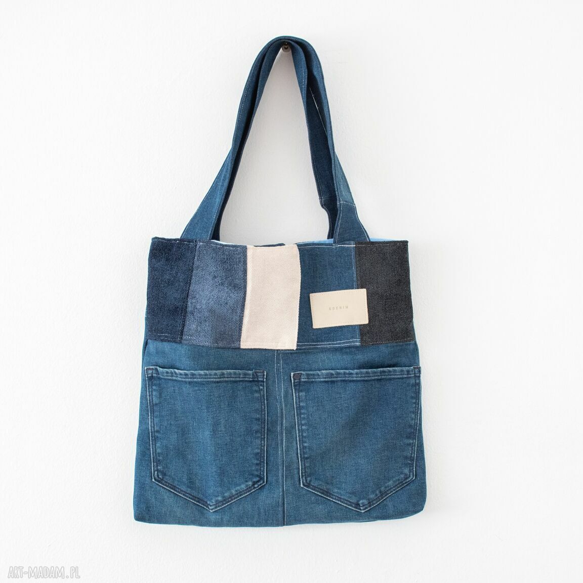 Torba i etui z brelokiem jeansowe love - wyjątkowy komplet na zakupy (upcycling)