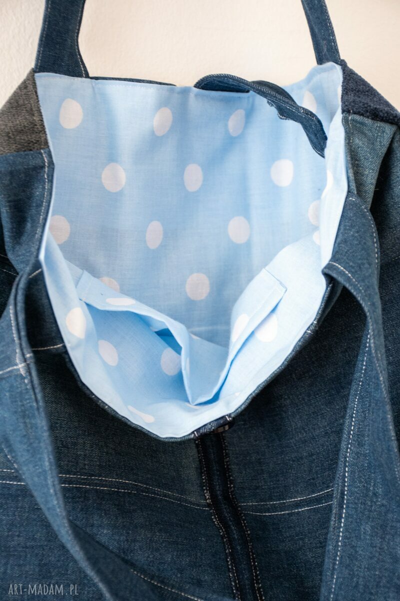 Torba i etui z brelokiem jeansowe love - wyjątkowy komplet na zakupy (upcycling)