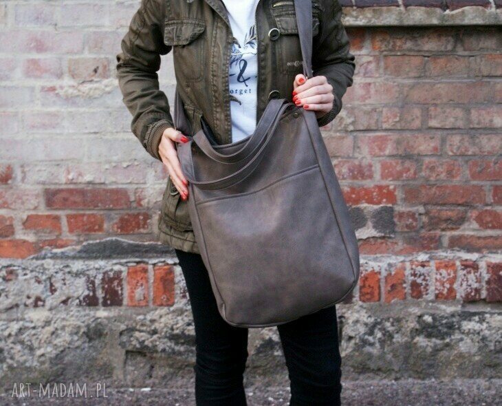 na ramię: IKS vegan pocket szary ręczne wykonanie