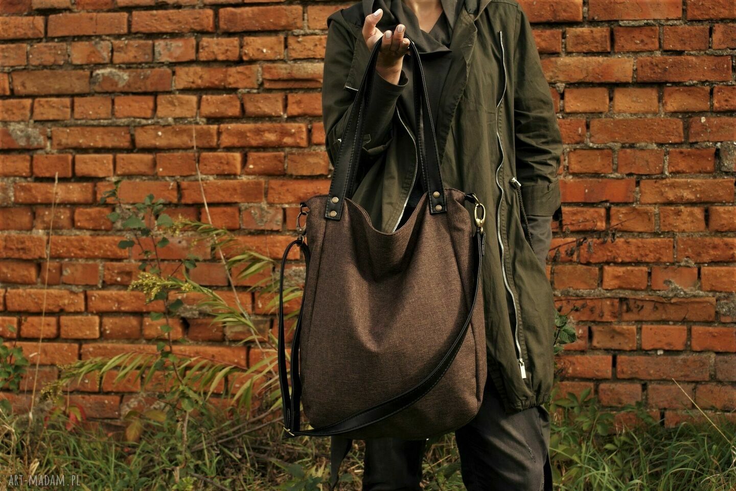 Klasiks plecionka brąz torebka vegan torba hippie boho shopper