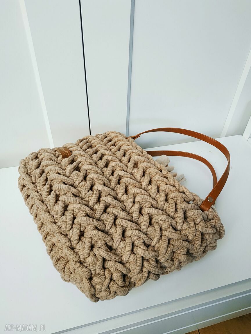 Ręcznie robiona torebka koszyk ze sznurka bawełnianego "picnic basket"