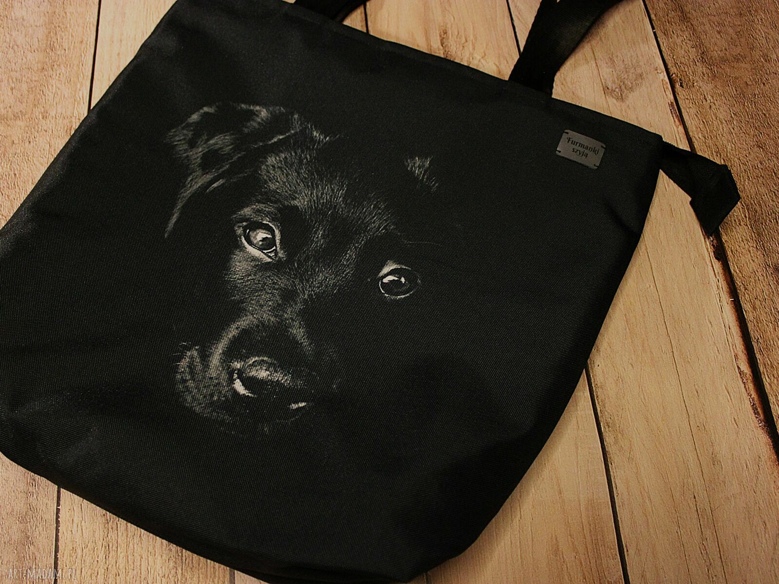 Handmade torba labrador na ramię - shopperka wodoodporna z zamkiem