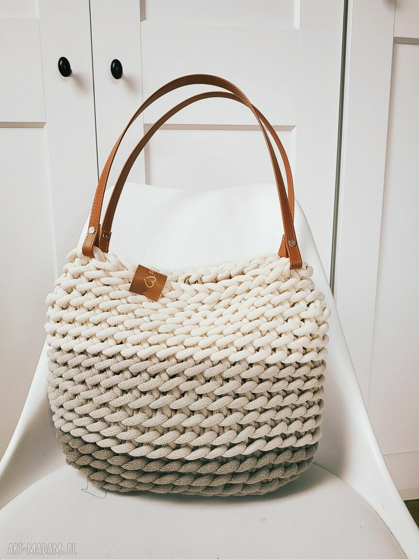 Torba na ramię Boho Weave Bag w beżowo-kakaowym ombre