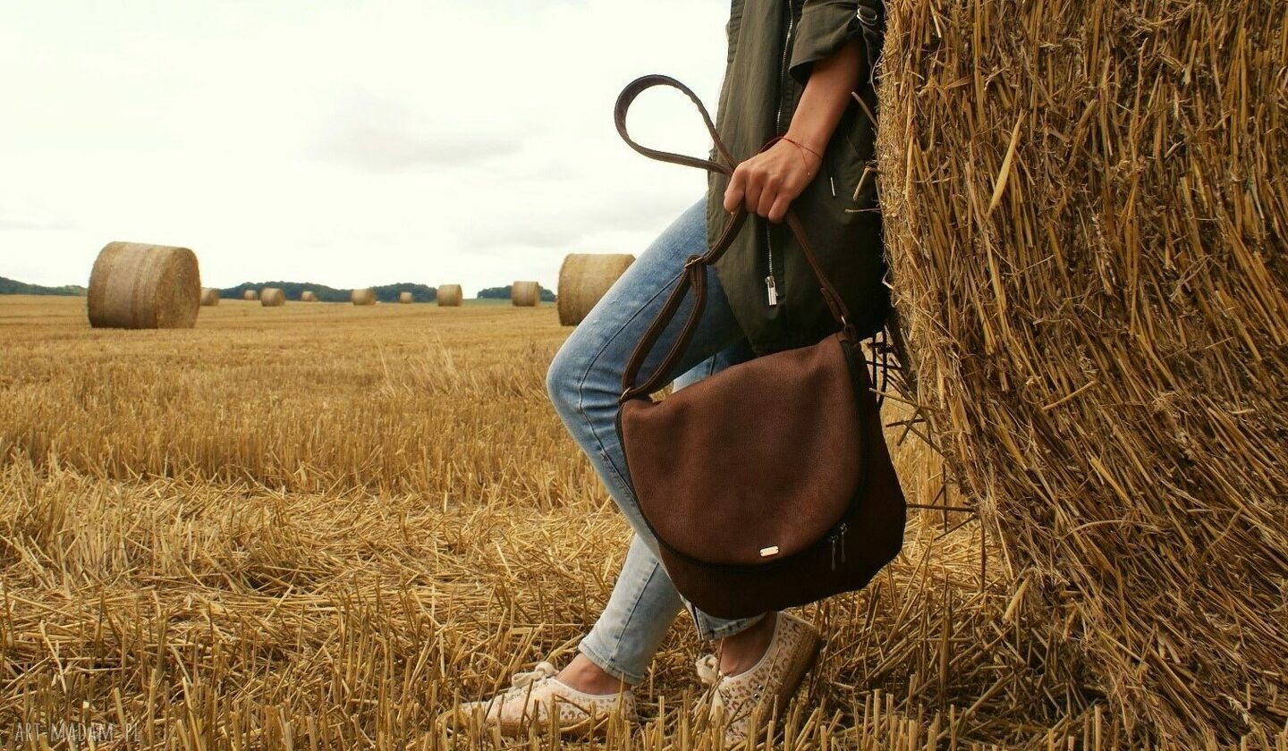 Listonoszka nubuk brąz vegan torebka torba boho hippie wygodna
