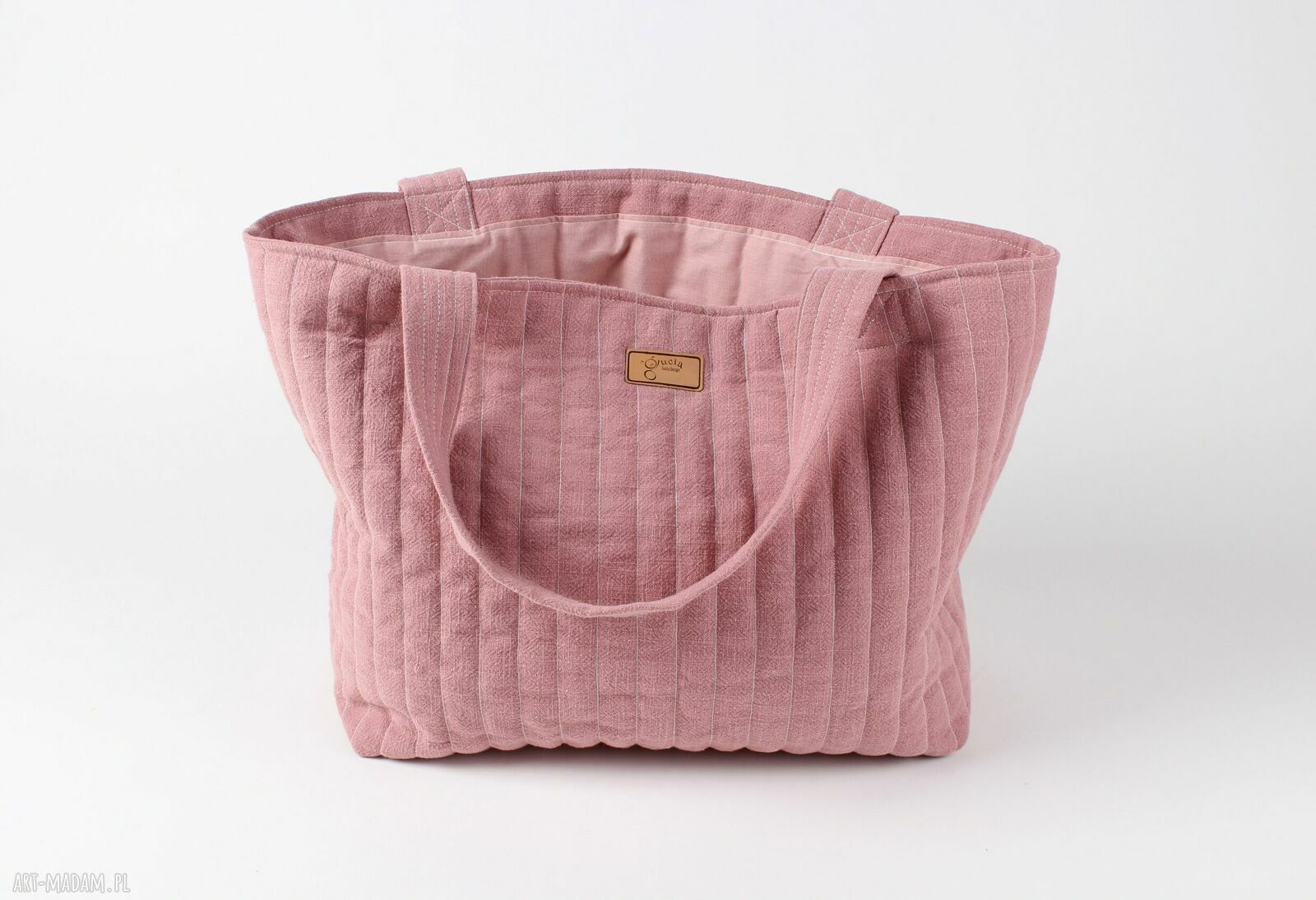 Torba lniana Everyday na ramię w brudnym różu - shopperka 100% len