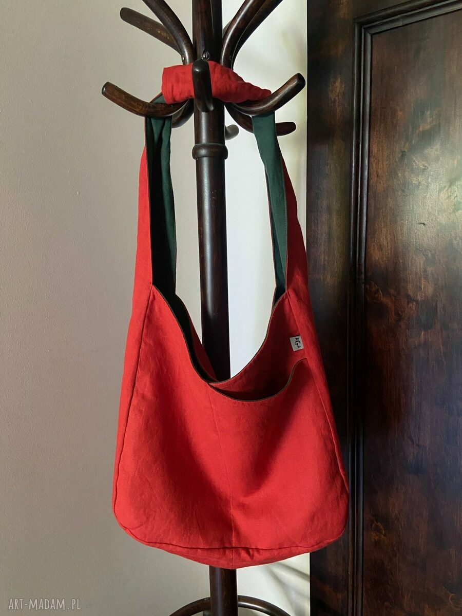 Torba lniana dwustronna 49x38 cm - 100% len, na ramię shoperka