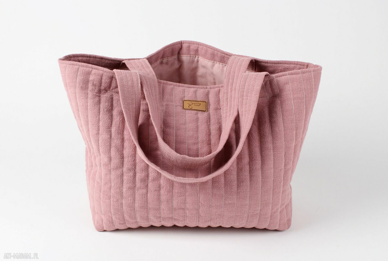 Torba lniana Everyday na ramię w brudnym różu - shopperka 100% len