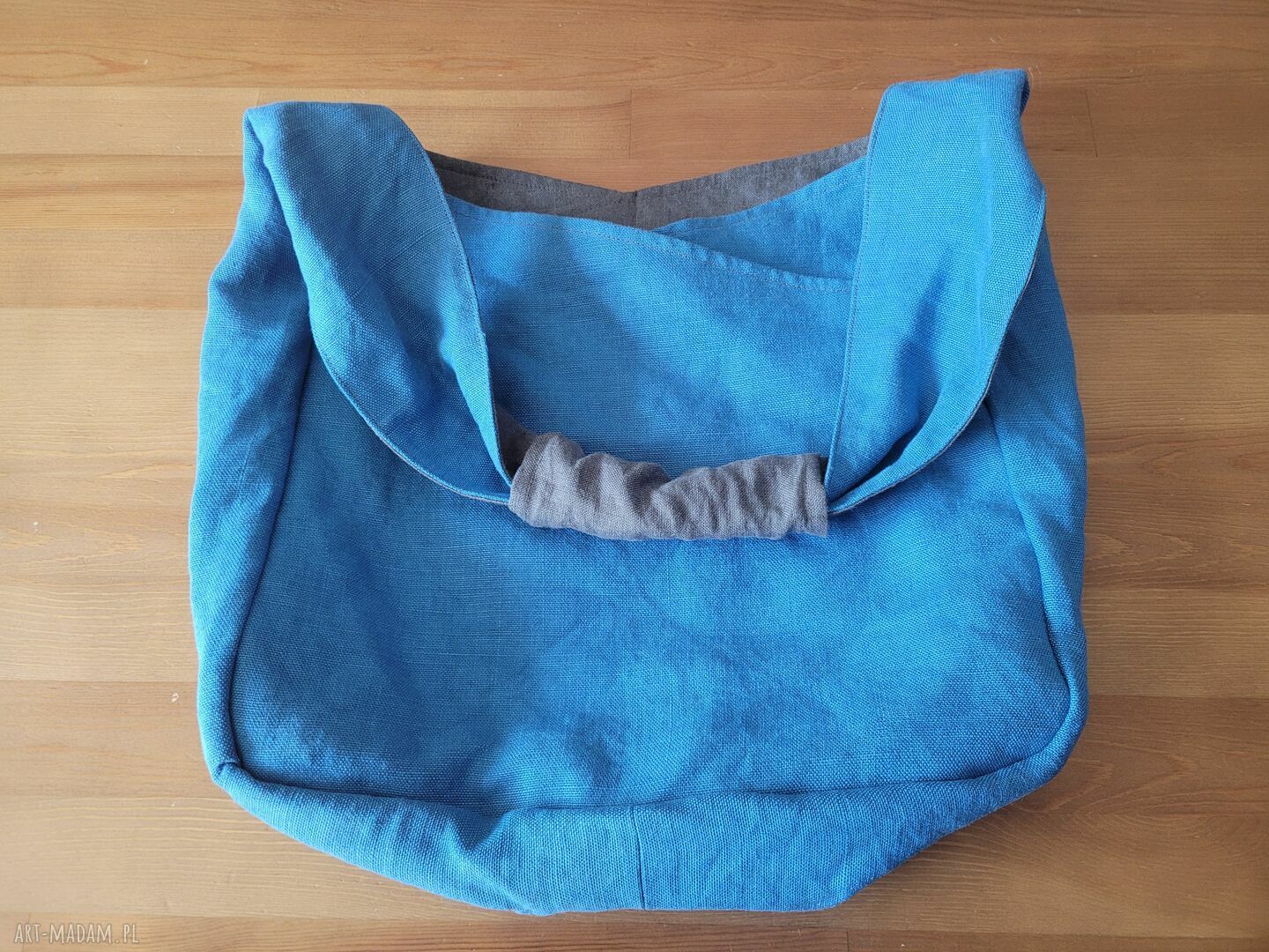Torba lniana dwustronna na ramię 49x38 cm - 100% naturalny len