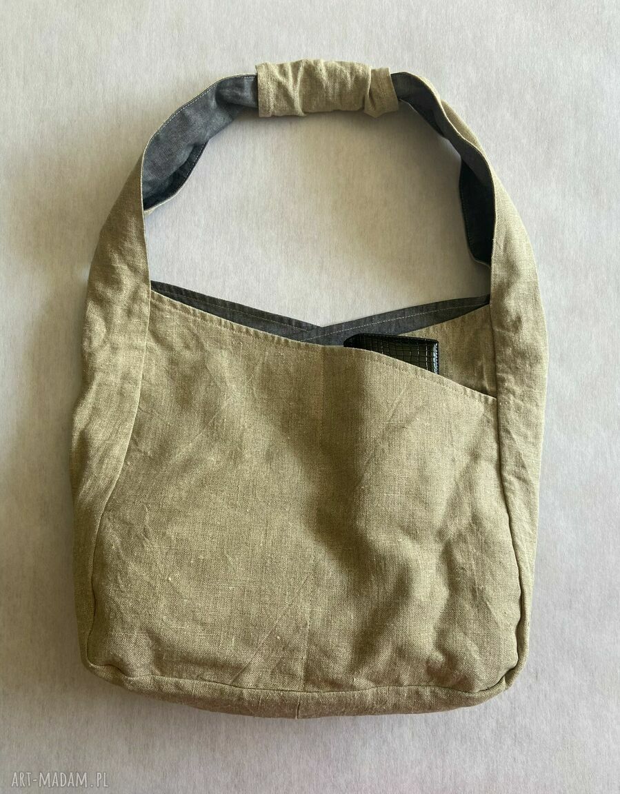 Torba lniana dwustronna 100% naturalny len 49x38 cm