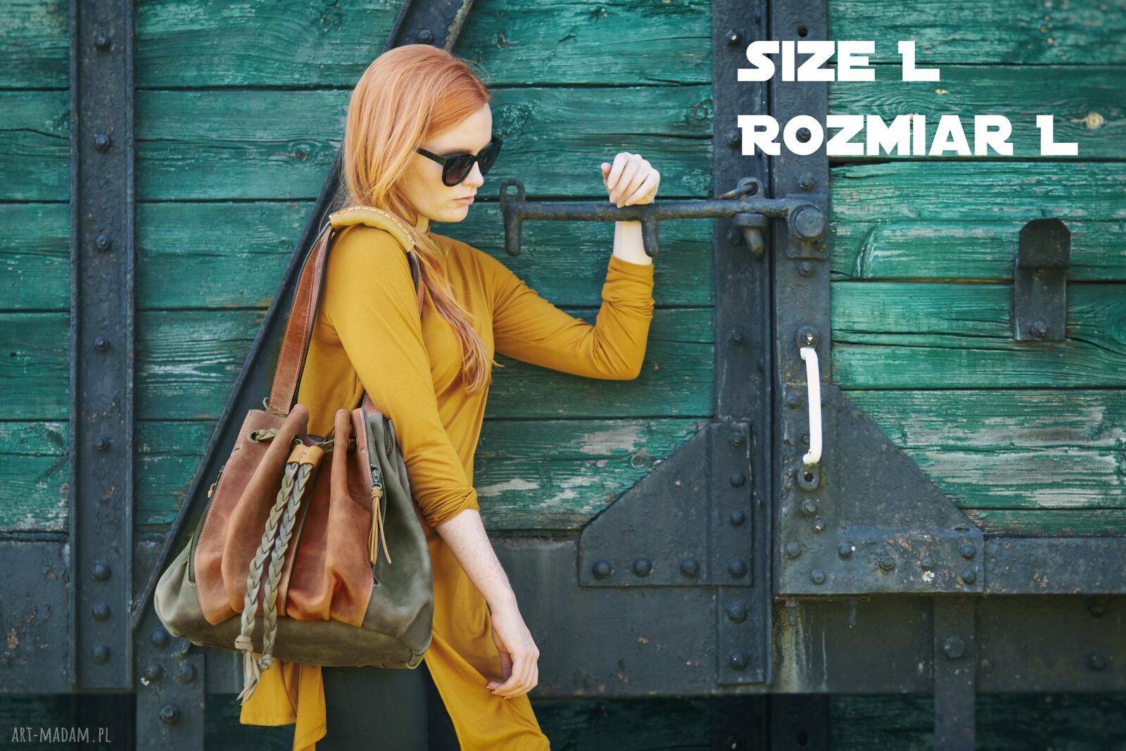 Torba Marlena na ramię - rudy i khaki (Ladybuq Art Studio)