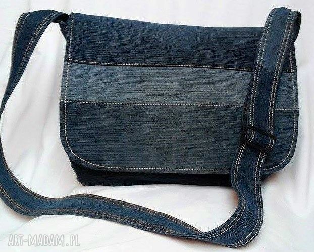 Torba męska z recyklingu jeansu z klapą - Gabiell