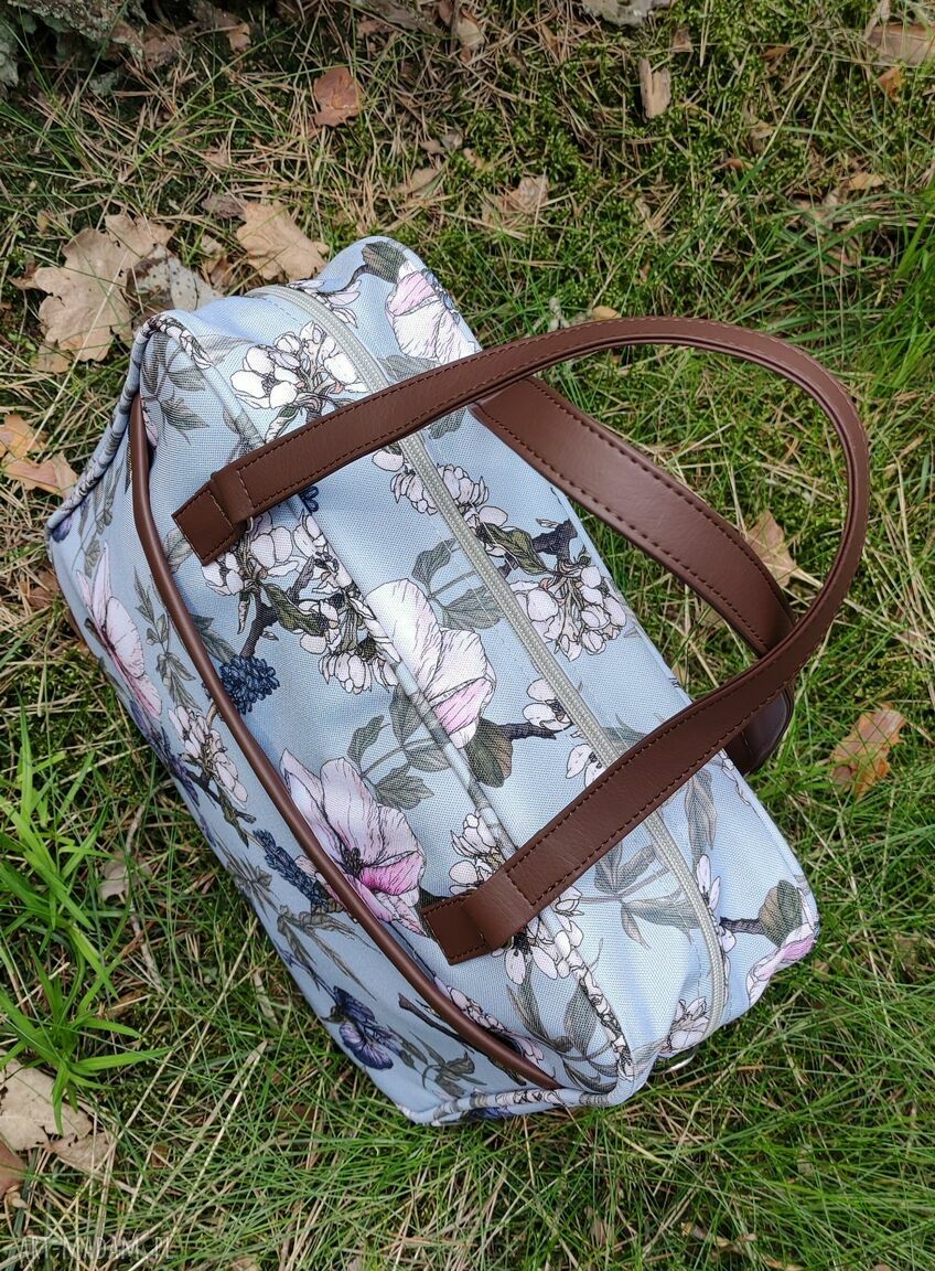 Torba miejska na ramię - Irysy vintage (handmade, wodoodporna, A4)