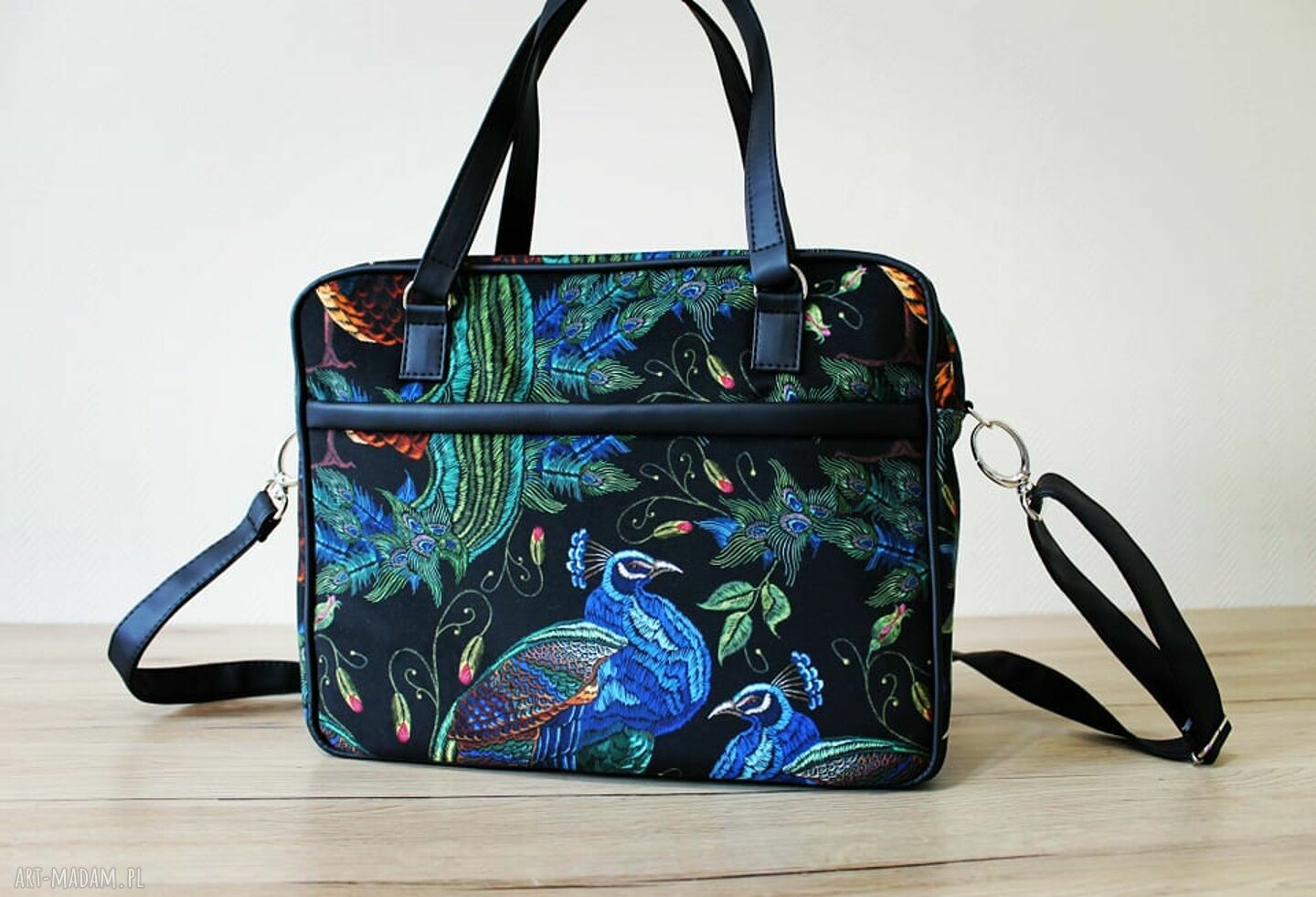 Torba miejska Pawie na ramię - handmade, elegancka i praktyczna