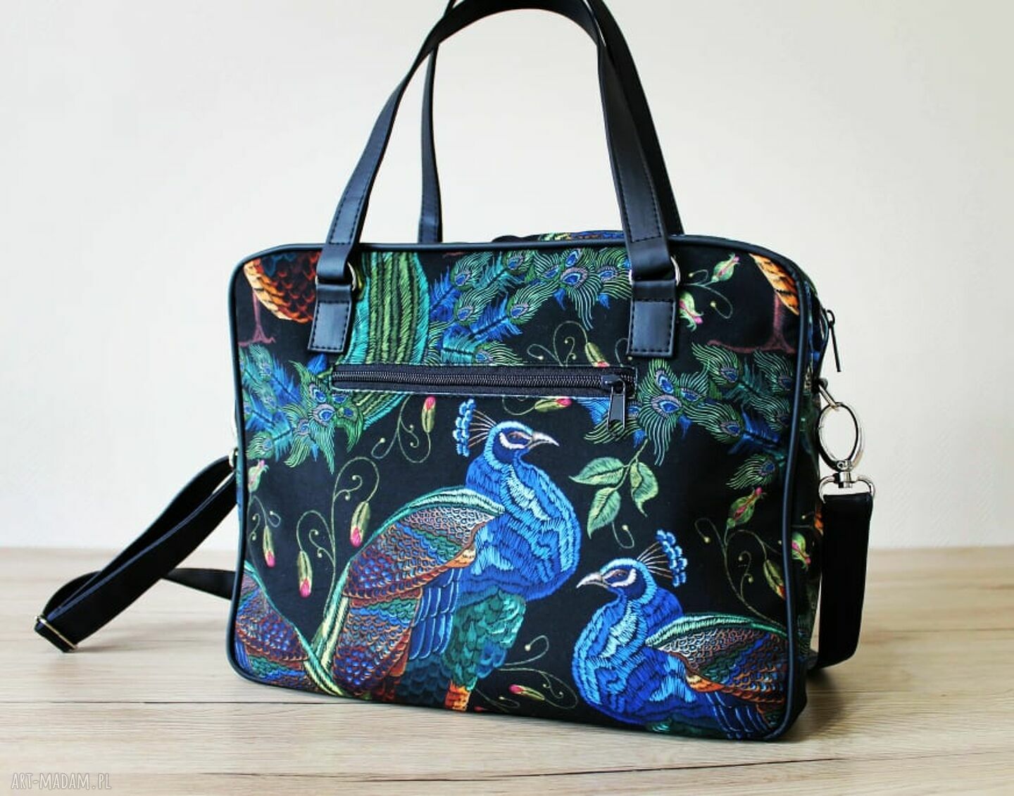 Torba miejska Pawie na ramię - handmade, elegancka i praktyczna