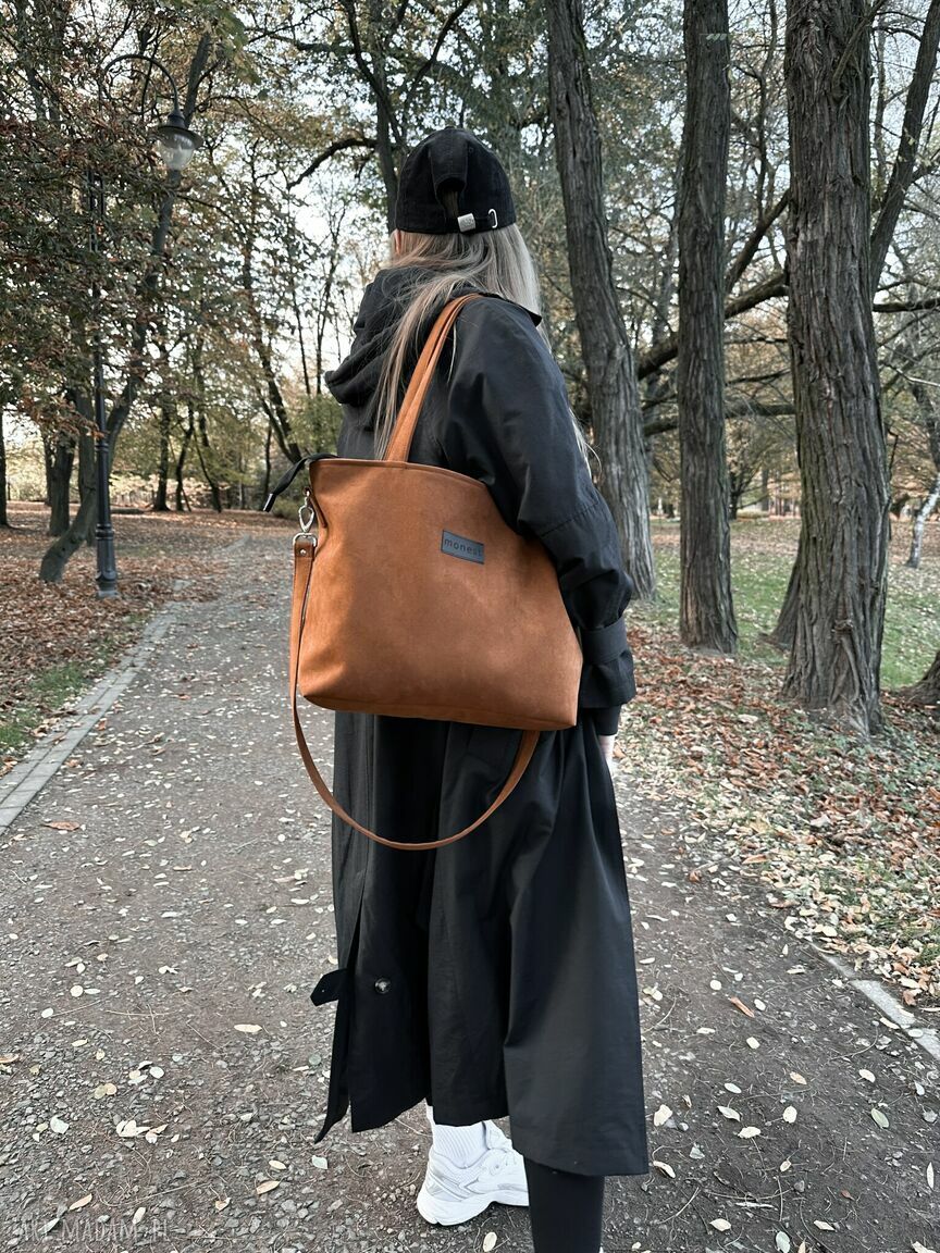 Torba Minimal Ginger M na zamek - ruda brązowa na ramię