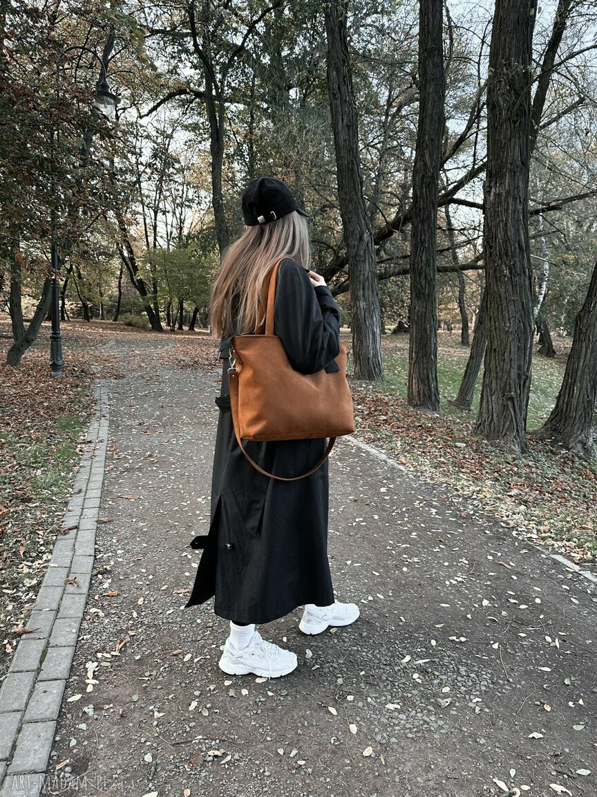 Torba Minimal Ginger M na zamek - ruda brązowa na ramię