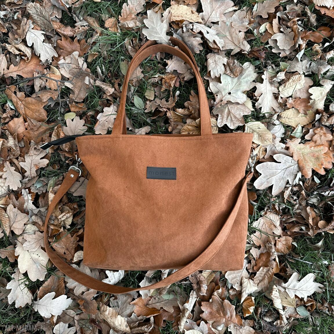Torba Minimal Ginger M na zamek - ruda brązowa na ramię