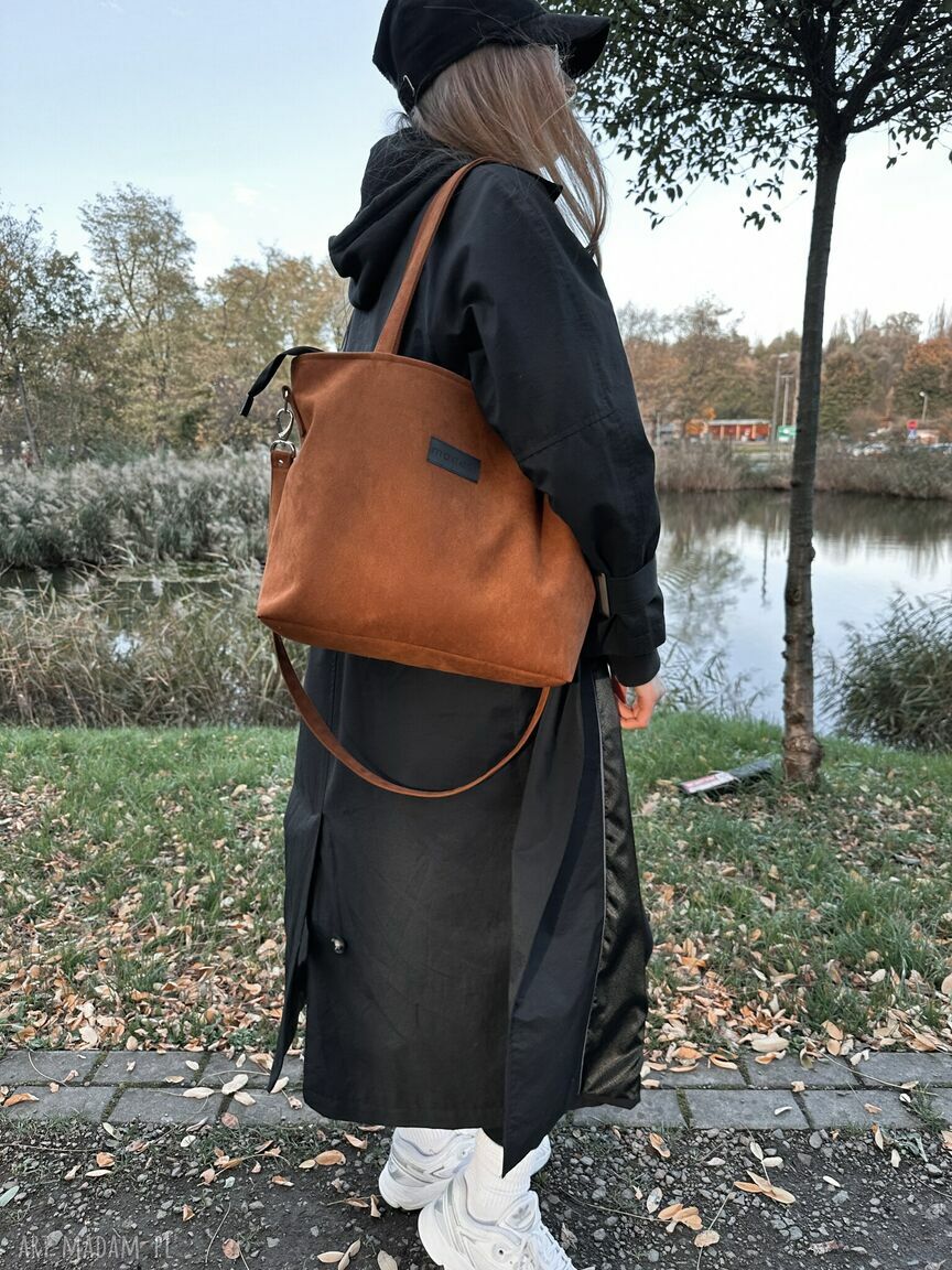 Torba Minimal Ginger M na zamek - ruda brązowa na ramię