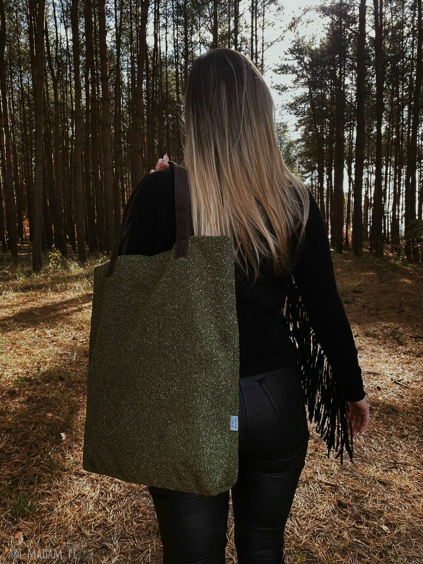 Torba na ramię Mr. M Boucle Oliwka - uszy ze skóry naturalnej