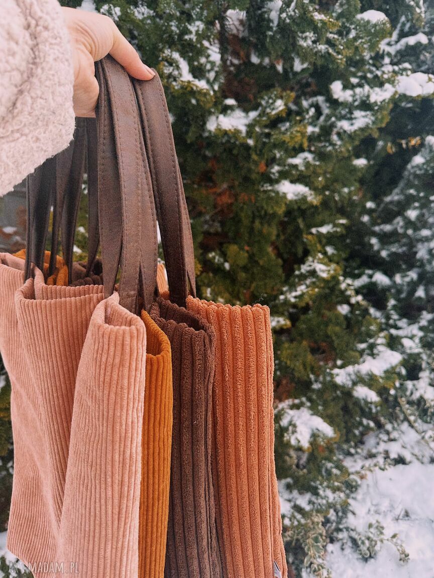 Torba Mr. M Cord ruda - uszy ze skóry naturalnej