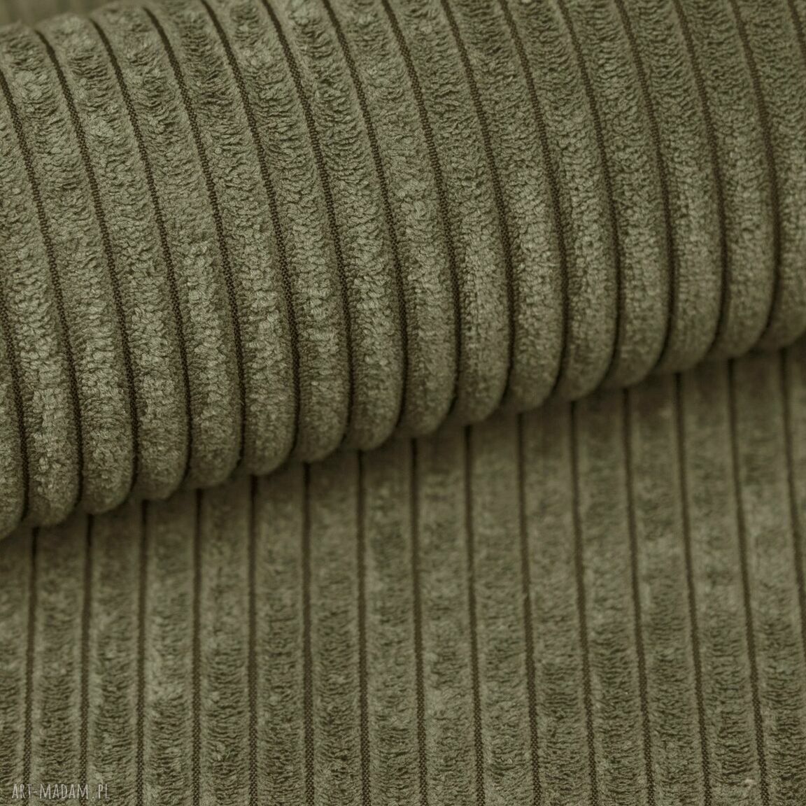 Torba Mr. m Cord khaki - uszy ze skóry naturalnej, duża i pojemna