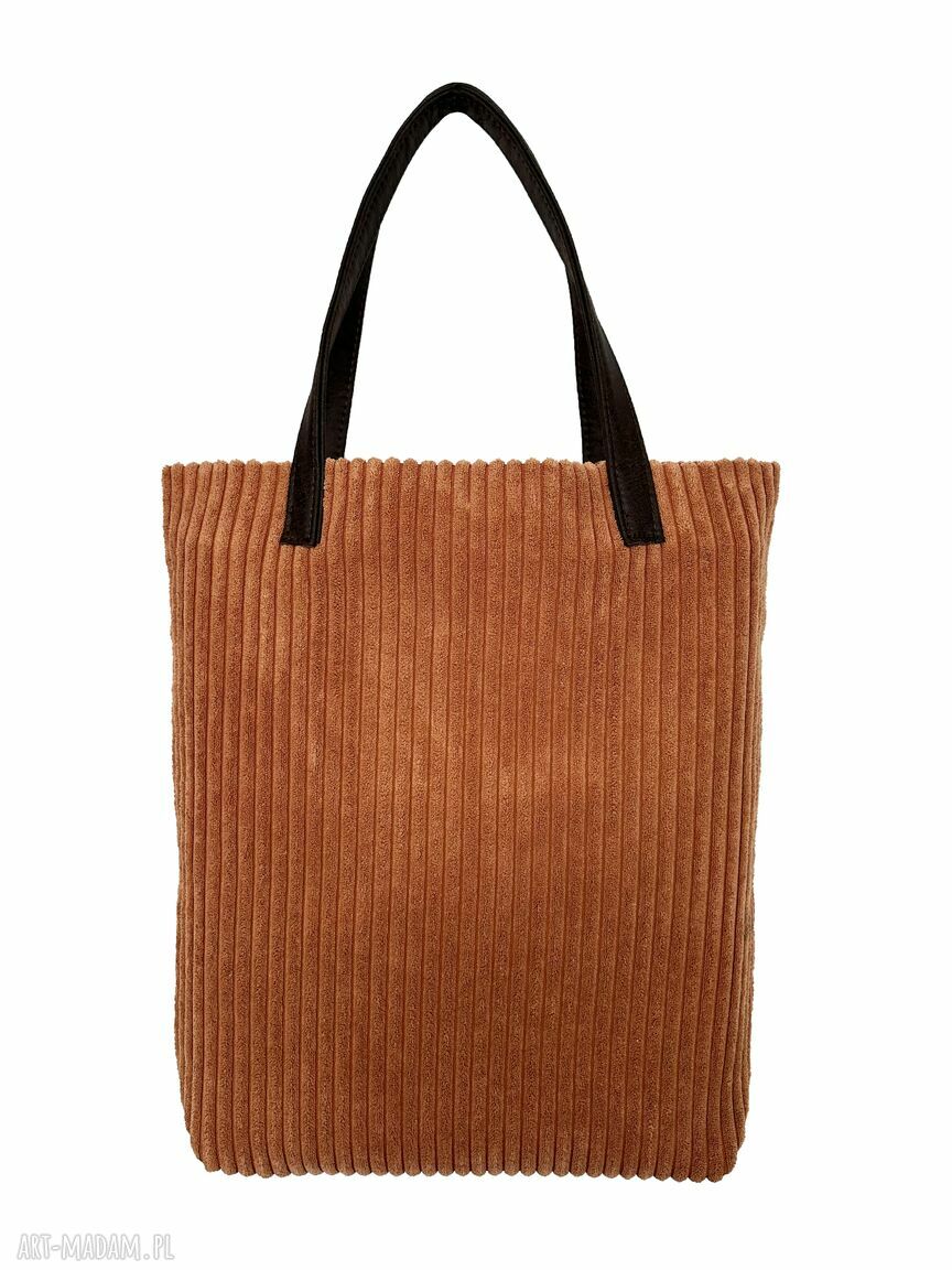 Torba Mr. M Cord ruda - uszy ze skóry naturalnej