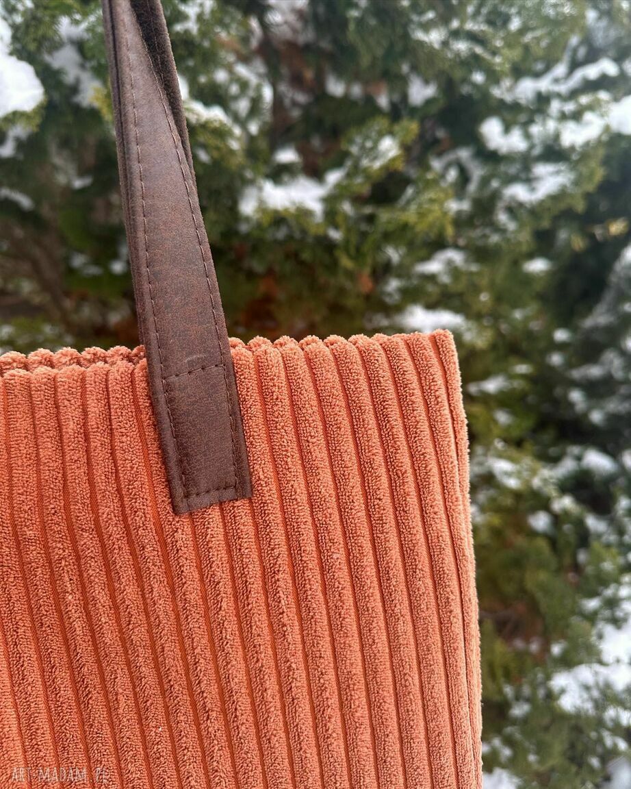 Torba Mr. M Cord ruda - uszy ze skóry naturalnej