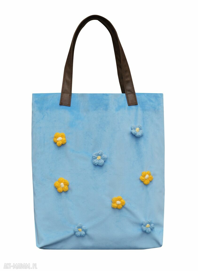Torba Mr. m Flower Blue na ramię z uszami ze skóry naturalnej