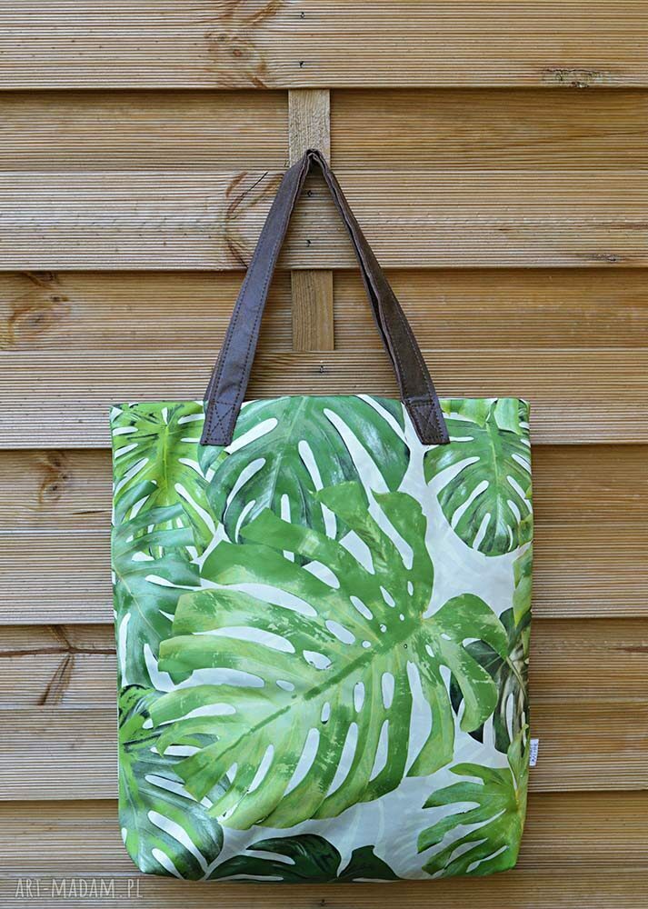 Torba Mr M Monstera Green na ramię z uchami ze skóry naturalnej