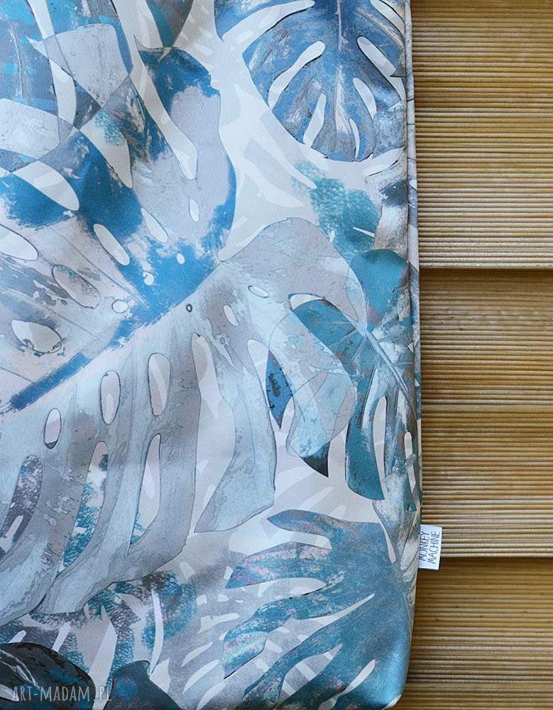 Torba Mr M Monstera Blue z naturalną skórą - shopper na ramię