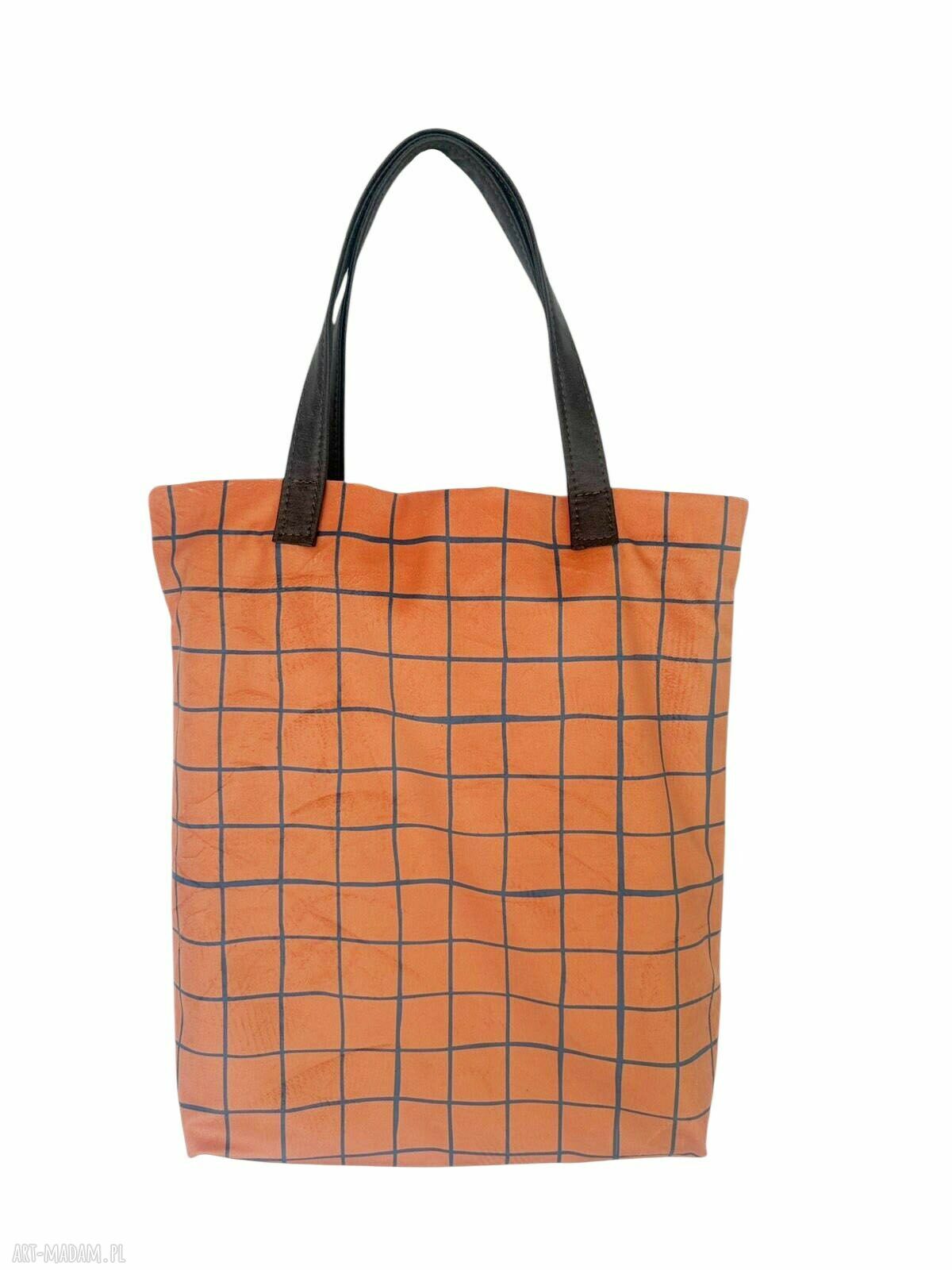 Torba shopper na ramię Mr. m Pop - pomarańczowa - uszy ze skóry naturalnej