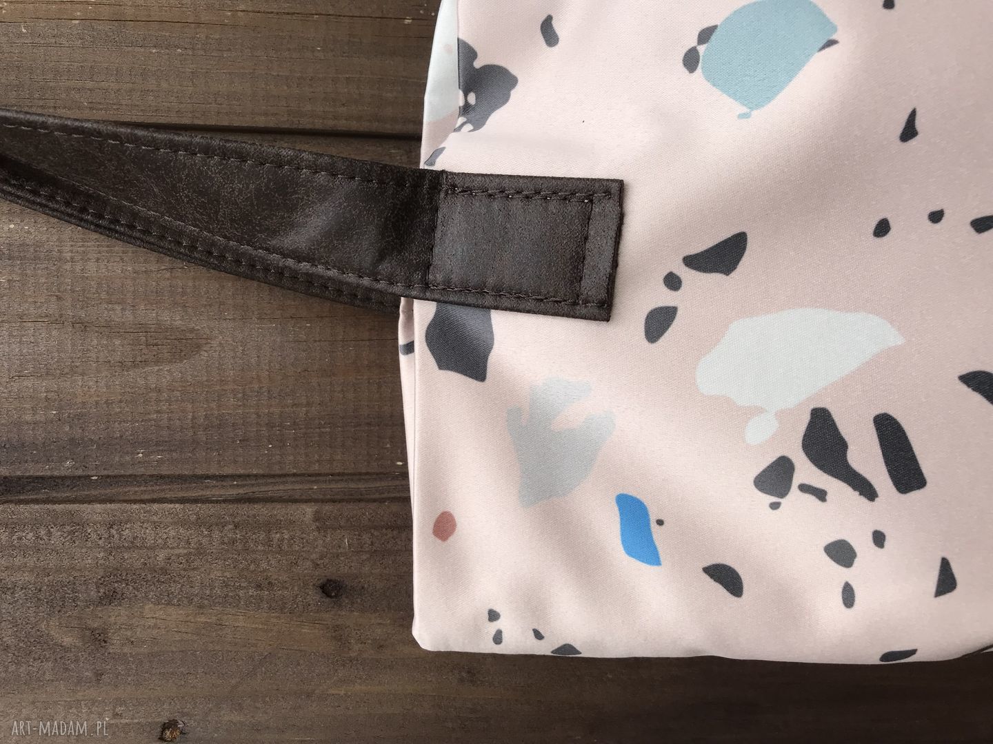 Torba Mr. M Terrazzo w pudrowym różu - shopper na ramię ze skórą naturalną