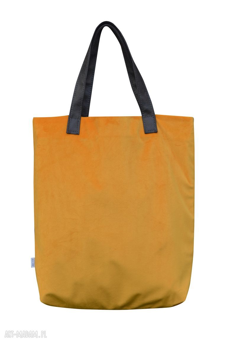 Brzoskwiniowa torba Mr. M Velvet na ramię - pojemny shopper ze skórą naturalną
