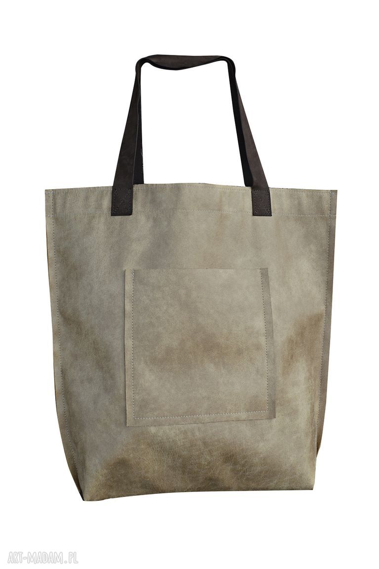 Torba na ramię Mr M Vintage cappuccino - skóra naturalna handmade shopper