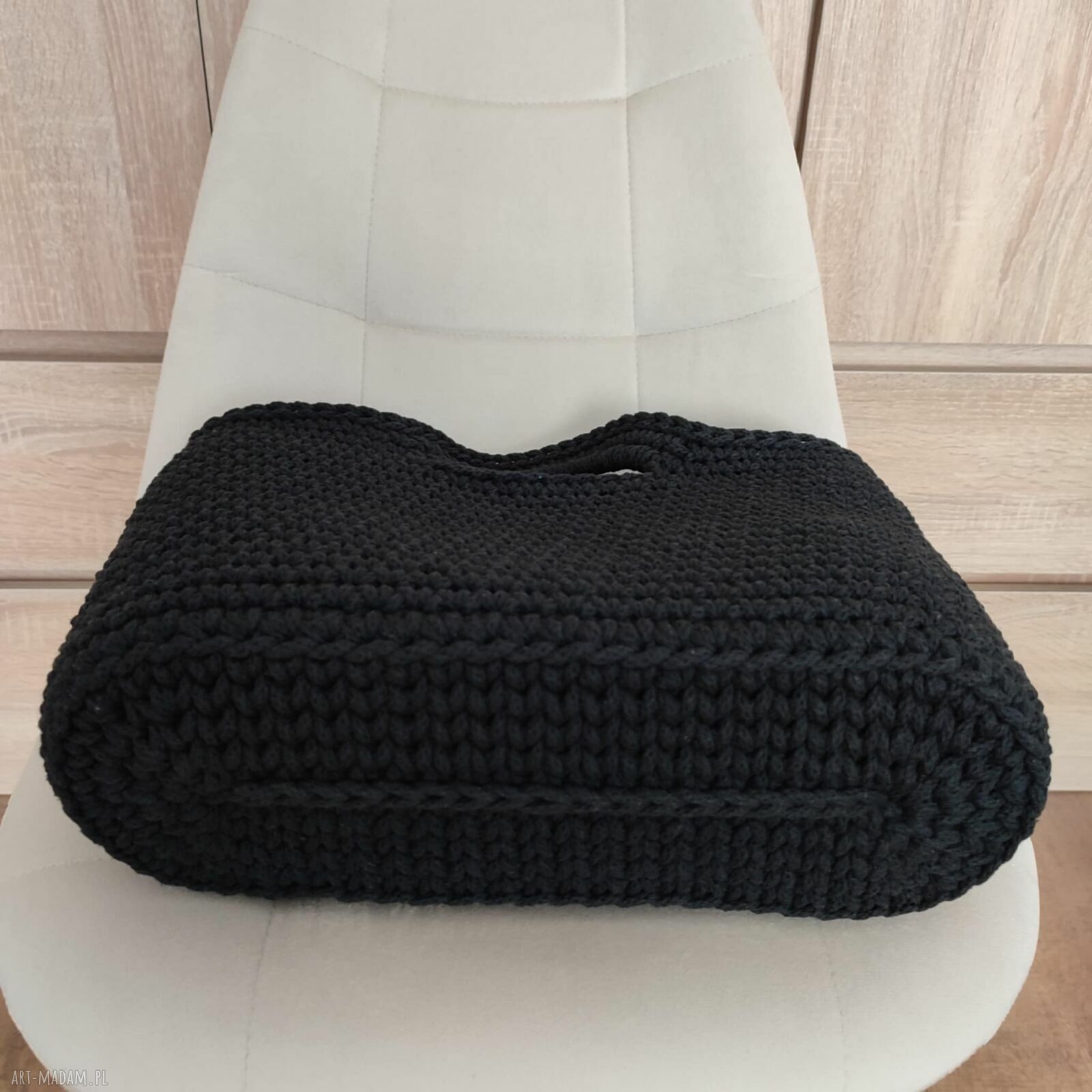Torba do ręki 35x25 cm - szydełkowy koszyk z polskiego sznurka bawełnianego