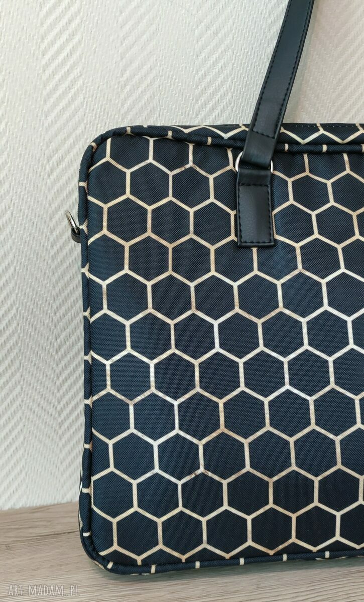 Torba na laptop 15,6 cali „Plastry miodu” - elegancka aktówka z wodoodpornej tkaniny