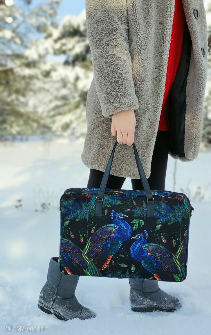Torba na laptop 15,6 cala - pawie - ręczne wykonanie