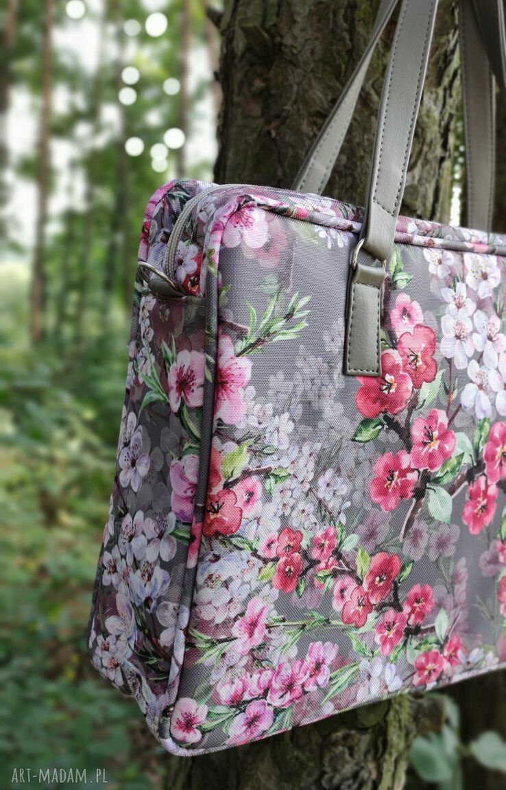 Torba na laptop 15,6 - kwiaty - elegancka aktówka handmade