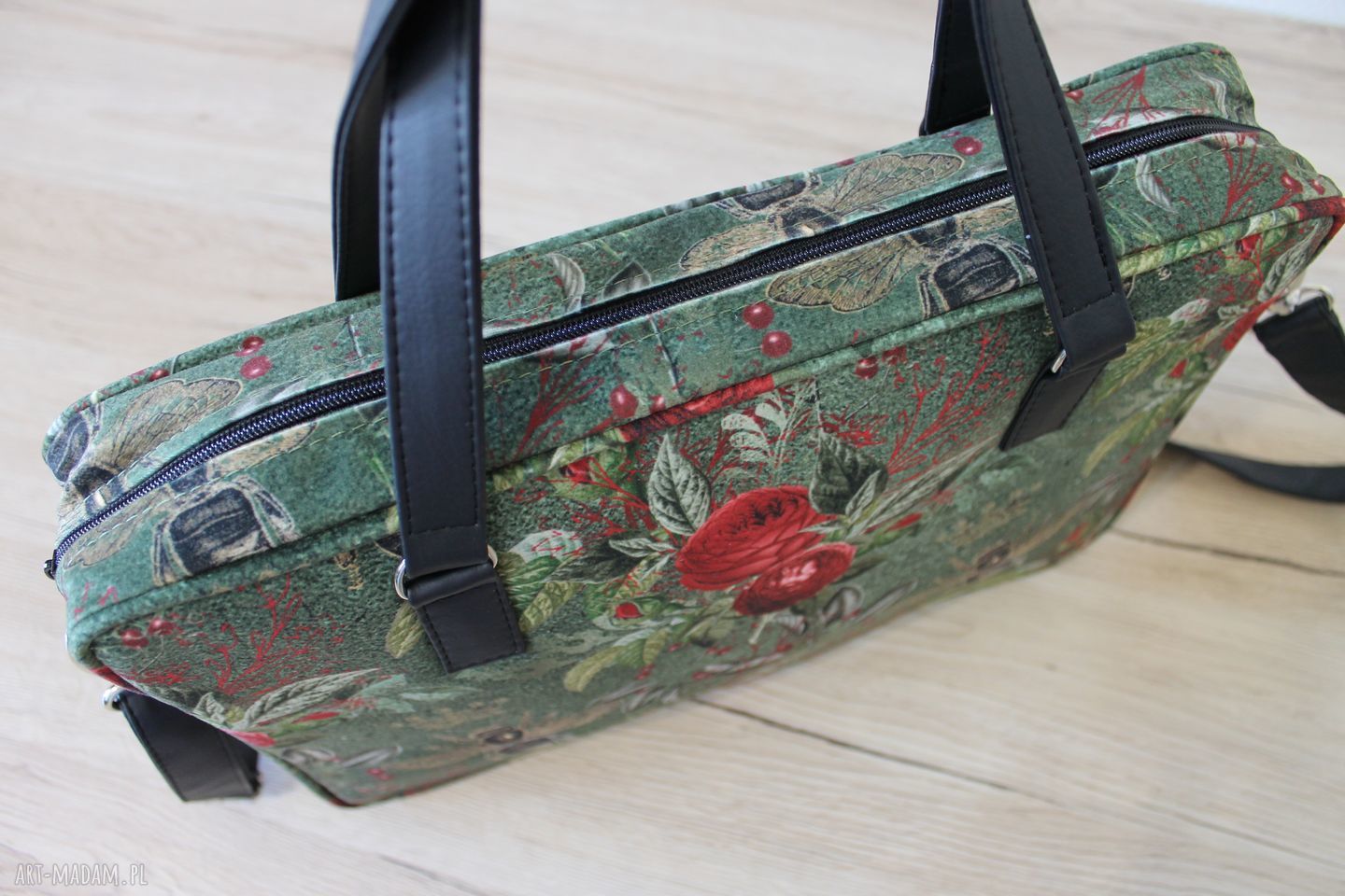 Ręcznie wykonana torba na laptop pszczoły - elegancka aktówka na święta