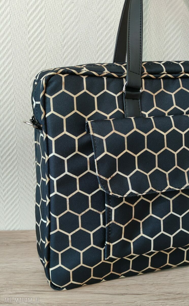 Torba na laptop 15,6 cala z kieszonką z klapką - plastry miodu