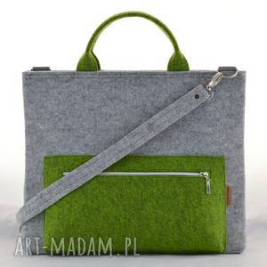 green sheep torba na laptopa w kolorze szarym i zielonym