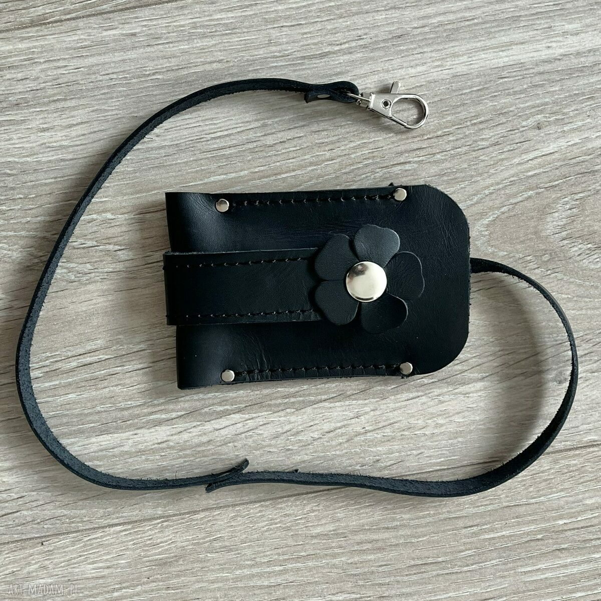 na ramię: Torba na ramię czarna ze skóry. Format A4. Hand Made