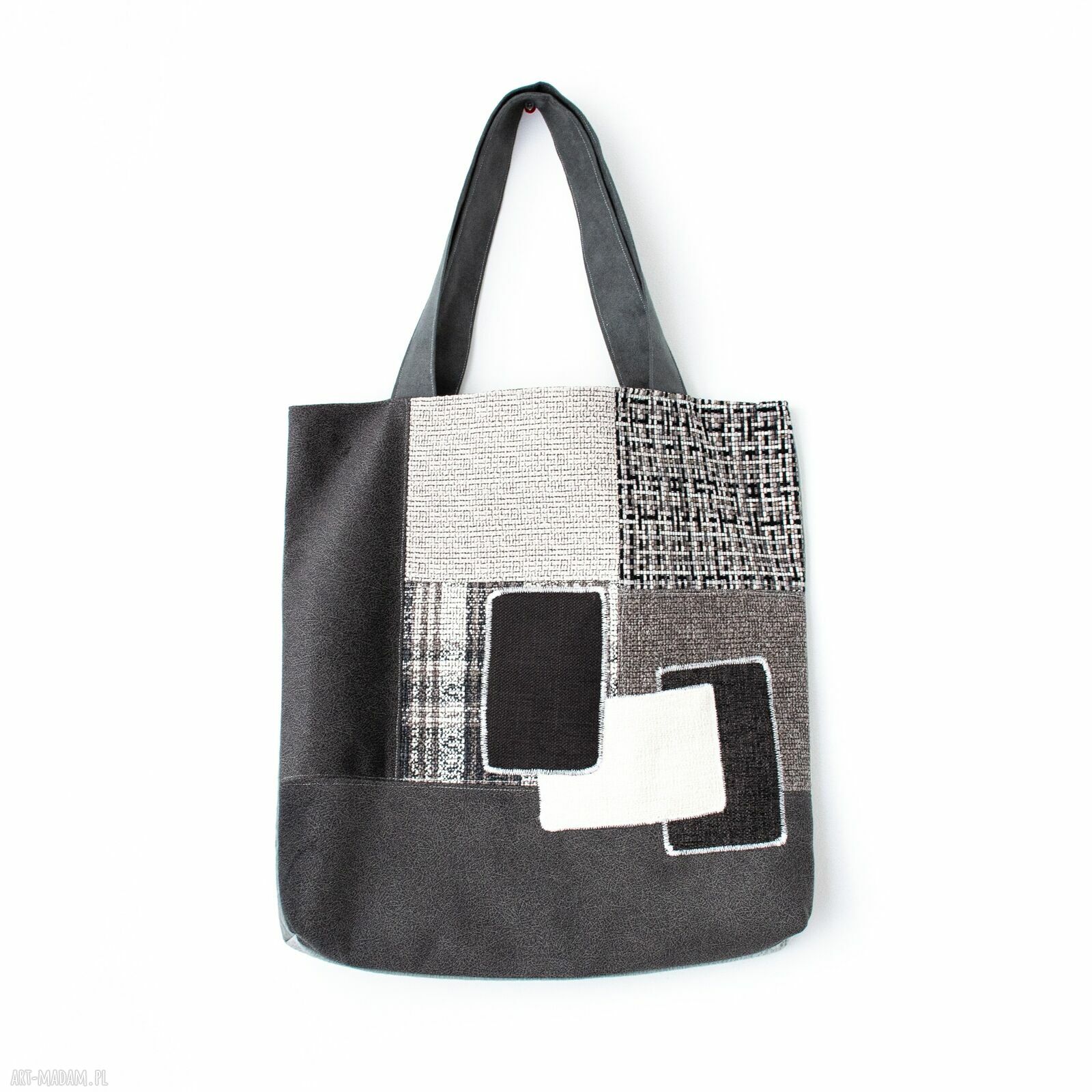 Torba na zakupy Geometria szara - patchwork